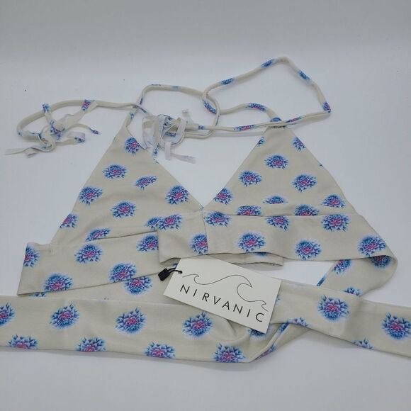 Nirvanic Swim Bikini Fai Wrap Top in Sand Blossom (S) - Picture 3 of 5